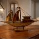 Handcrafted Wood Boat Figurine for Table Decor